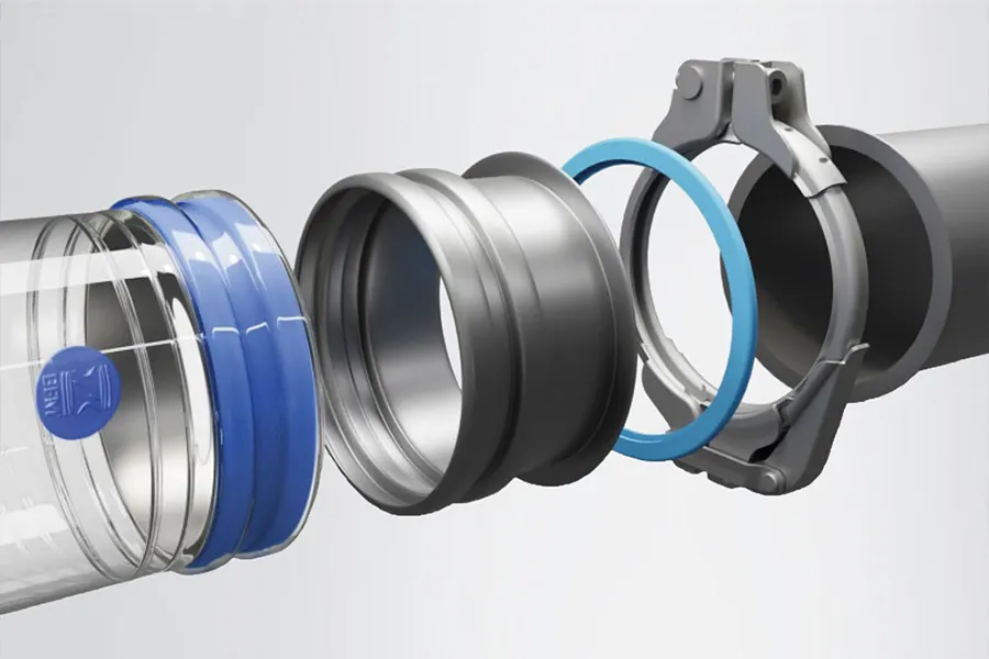 BFM lipped adapter voor montage zonder laswerk in modulair leidingsysteem